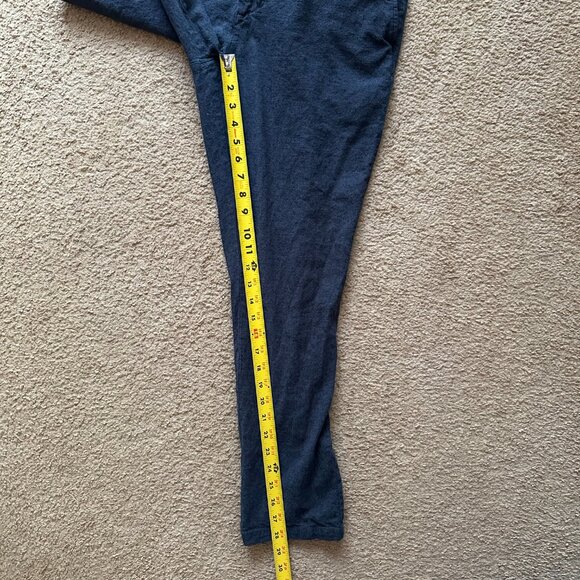 Old Navy Pants Mens 34x28 Mid Rise Linen Blend Slim Chino Navy Blue Preppy - Picture 9 of 13